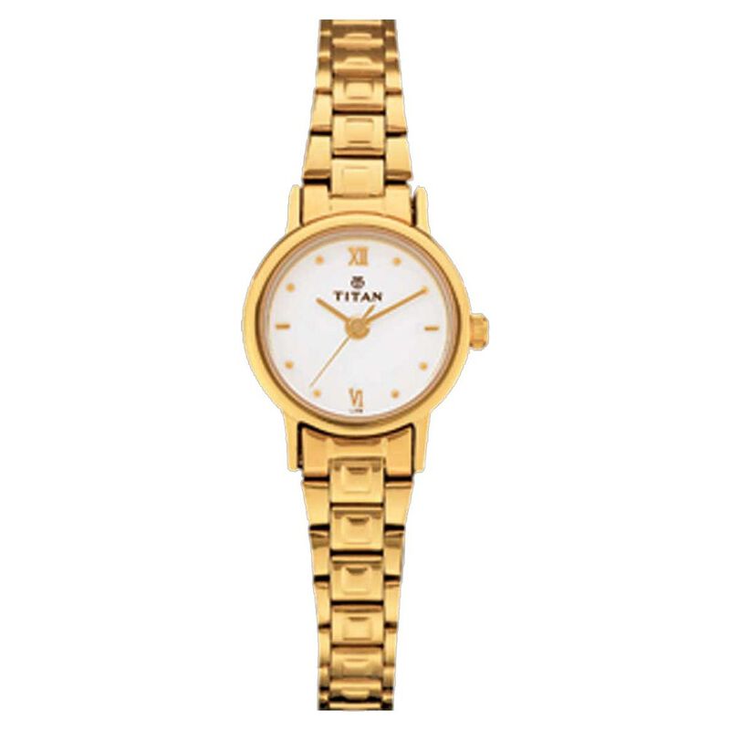 Titan Quartz Analog White Dial Metal Strap Watch for Women