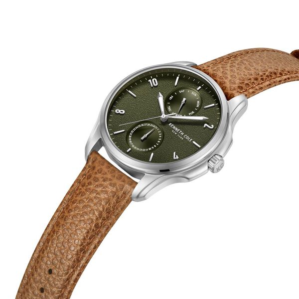 Kenneth Cole Quartz Multifunction Green dial Leather Strap Watch for Men - image number 3