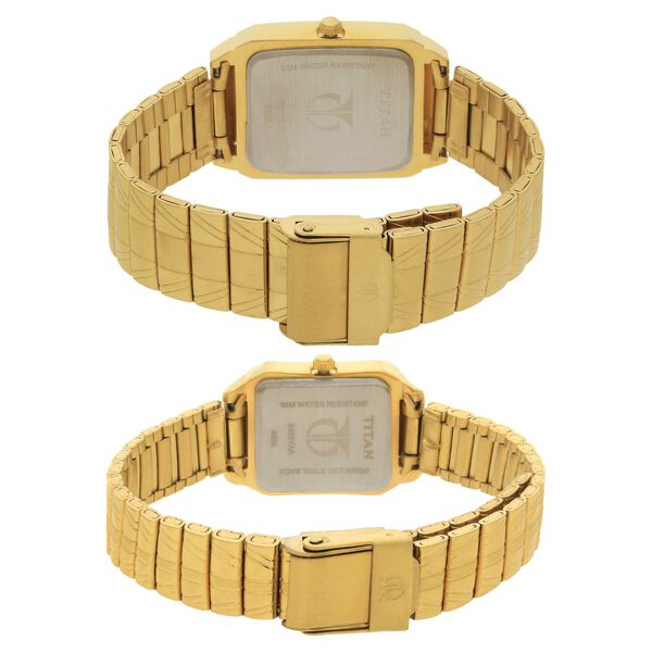 Titan Quartz Analog with Day and Date Silver Dial Metal Strap Watch for Couple - image number 3