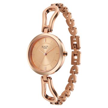Titan Raga Quartz Analog Rose Gold Dial Rose Gold Metal Strap Watch For Women