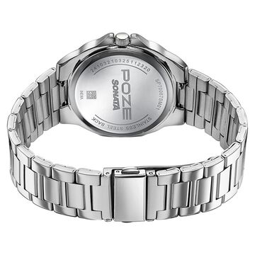 Sonata Poze Quartz Analog Blue Dial Silver Colour Stainless Steel Strap Watch For Men