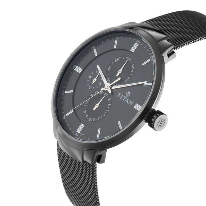 Titan Workwear Black Dial Quartz Multifunction Stainless Steel Strap watch for Men - image number 1