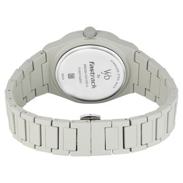 Vyb Hustler By Fastrack Quartz Analog Grey Dial Metal Strap Watch For Guys