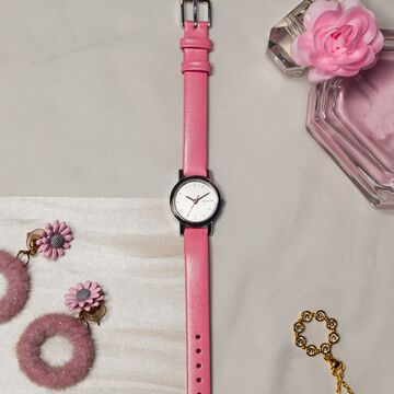 Sonata Splash White Dial Women Watch With Leather Strap