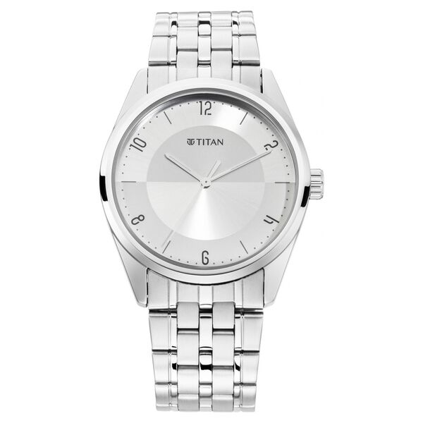 Titan Men's Eleganza Lumina White: Luminous Dial Watch with Sophisticated Link Metal Strap - image number 1