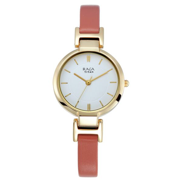 Titan Raga Viva White Dial Women Watch With Leather Strap - image number 0