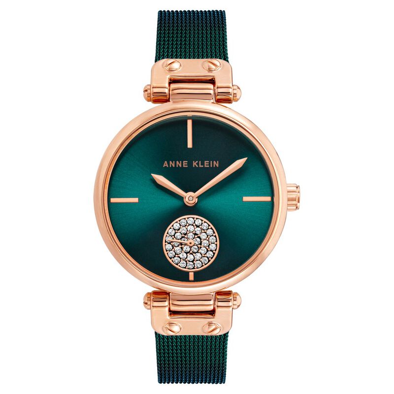Anne Klein Quartz Analog Teal Dial Green Metal Strap Watch For Women