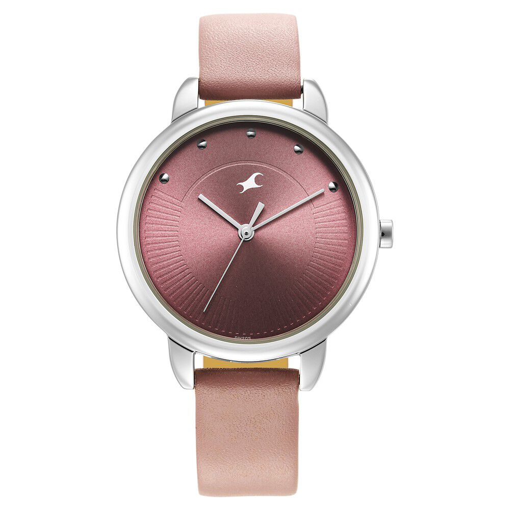 Buy Online Fastrack Stunners Quartz Analog Purple Dial Leather Strap Watch for Girls ns6282sl02 Titan