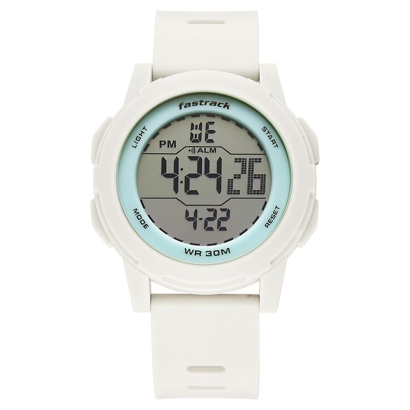 Fastrack Streetstyle Digital Dial Beige Polyether Strap Watch For Unisex
