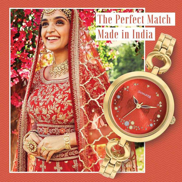 Sonata Wedding Brown Dial Women Watch With Stainless Steel Strap - image number 0