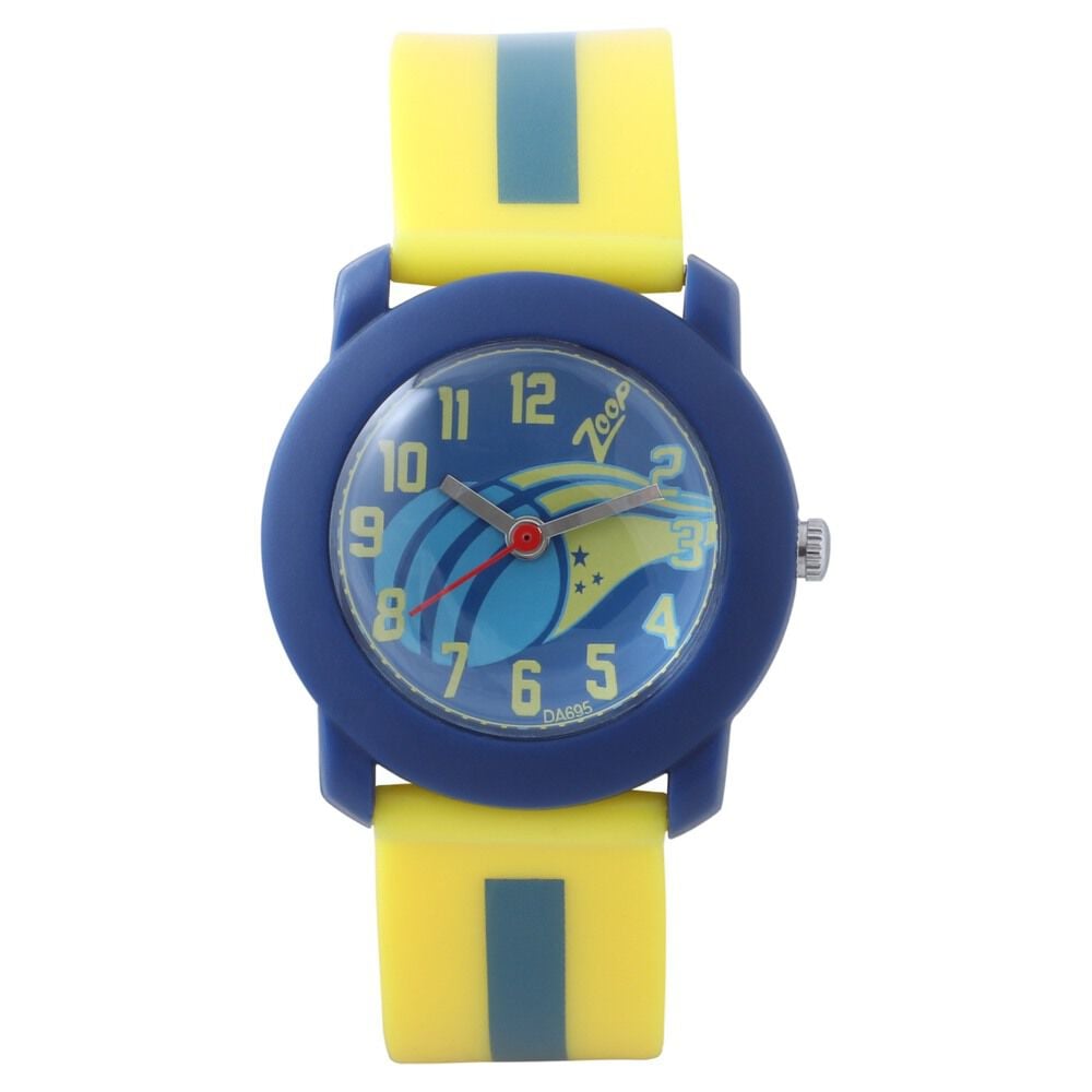 Buy Online Zoop Analog Watch with Blue Dial & Yellow Strap for