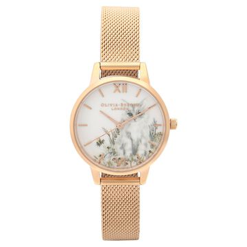 Olivia Burton Quartz Analog White Dial Stainless Steel Strap Watch for Women