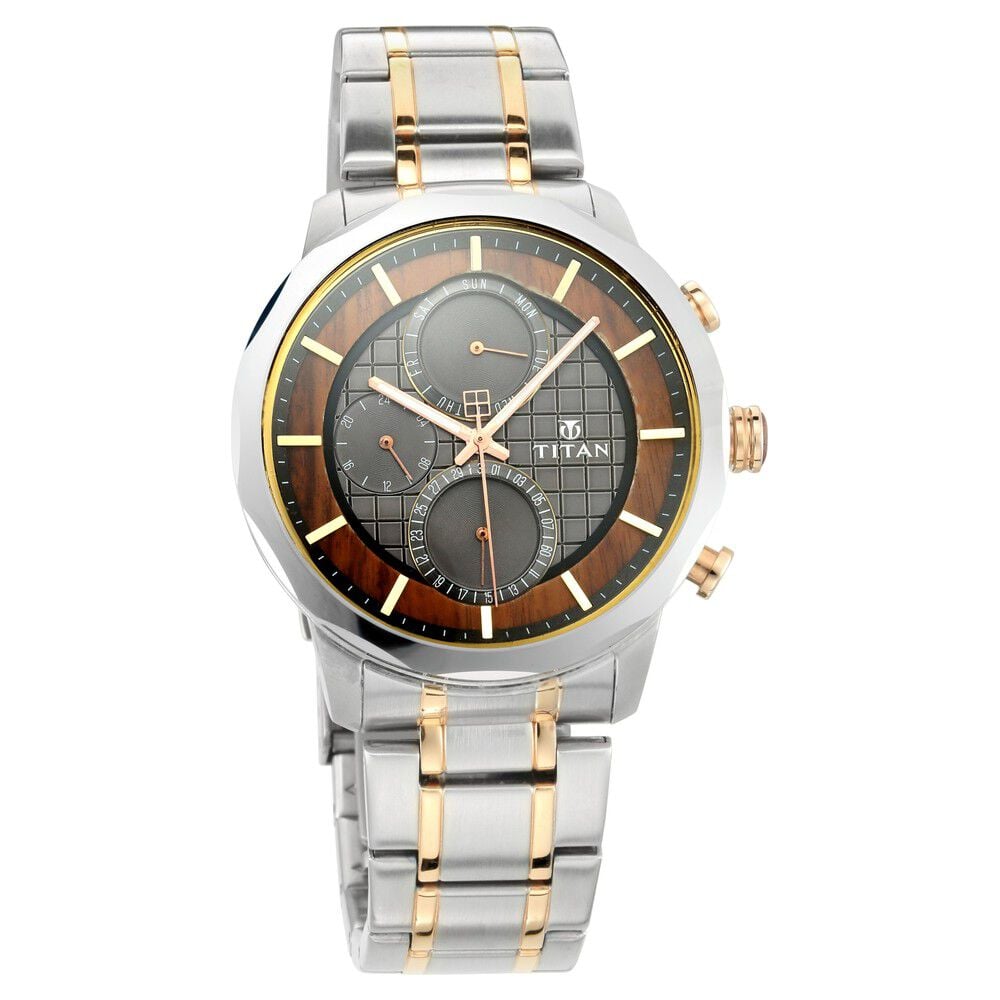 Buy Online Titan Grandmaster Anthracite Dial Quartz Multifunction Metal Strap Watch for Men 1789km01 p Titan