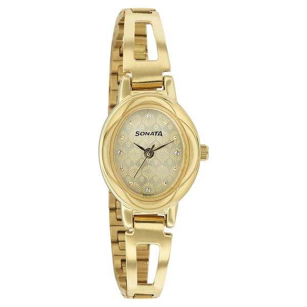 Sonata Pankh Champagne Dial Women Watch With Stainless Steel Strap - image number 0