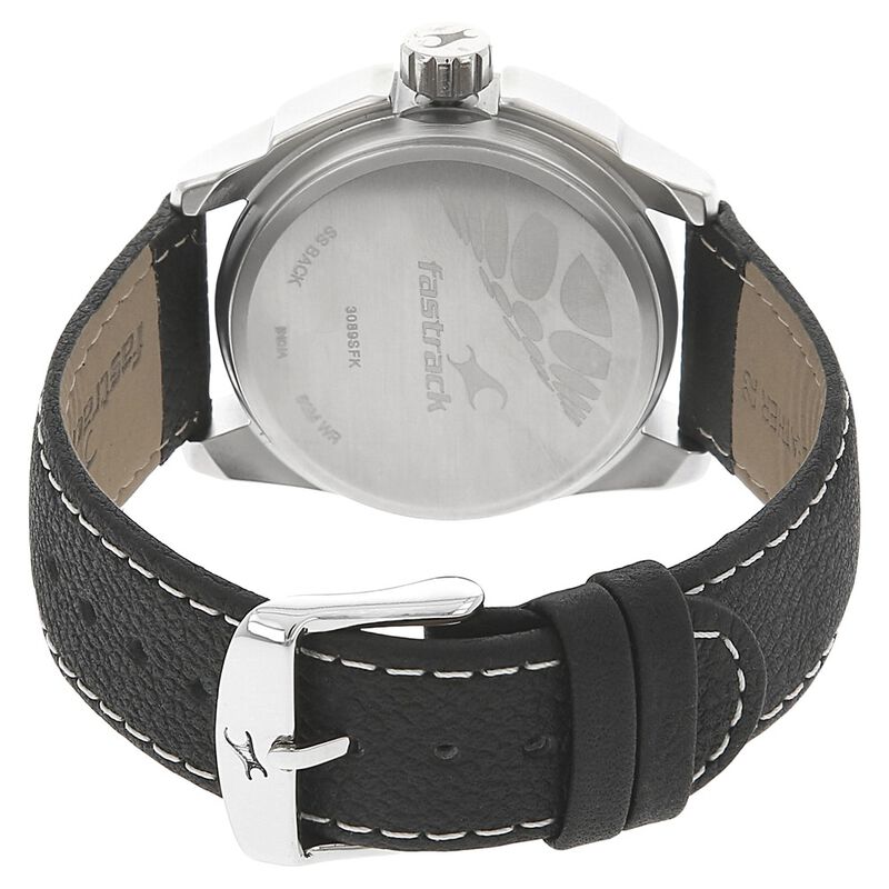 Fastrack Quartz Multifunction Black Dial Leather Strap Watch for Guys - image number 3