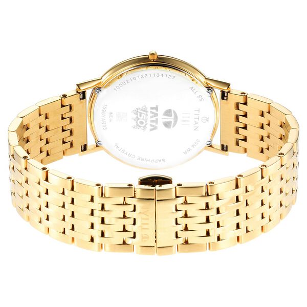 Edge Metal Yellow Dial Stainless Steel Strap Watch Men - image number 5