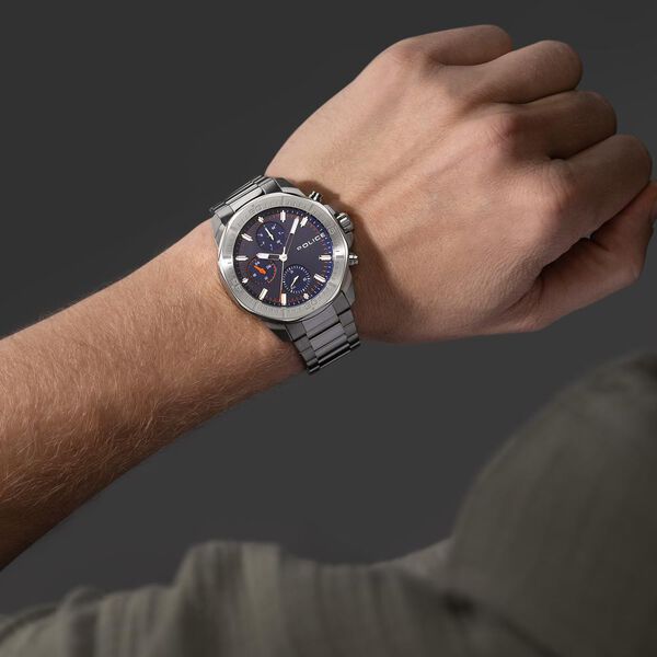 Police Quartz Multifunction Blue Dial Silver Stainless Steel Strap Watch For Men - image number 5