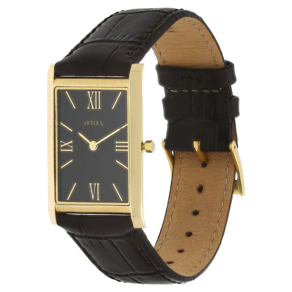Titan Nebula Ultraslim 18k Gold Analog Leather Strap Watch for Men - image number 1