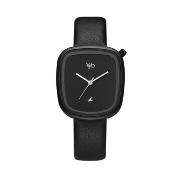 Vyb by Fastrack Quartz Analog Black Dial Leather Strap Watch for Girls
