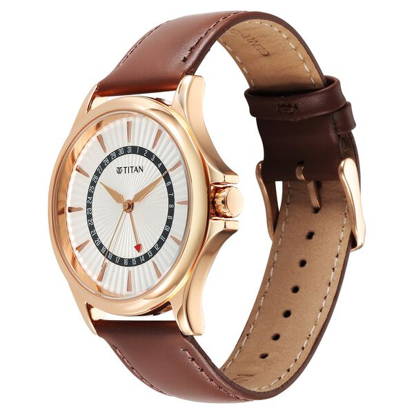 Titan Karishma Quartz Analog with Date Silver Dial Leather Strap Watch For Men - image number 2