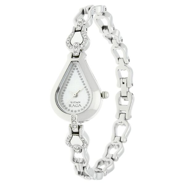 Titan Quartz Analog White Dial Stainless Steel Strap Watch for Women - image number 1