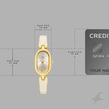 Vyb Diva By Fastrack Quartz Analog Off White Dial Golden Metal With Enamel Fill Strap Watch For Girls