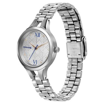 Sonata Workwear White Dial Women Watch With Stainless Steel Strap