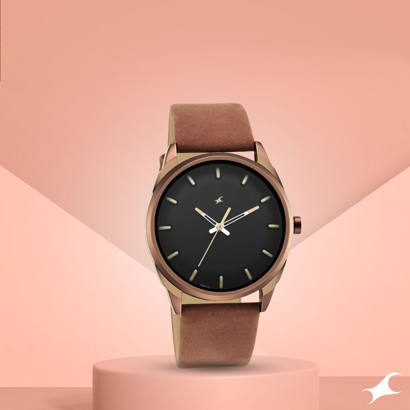Fastrack After Dark Black Dial Leather Strap Watch for Guys - image number 0