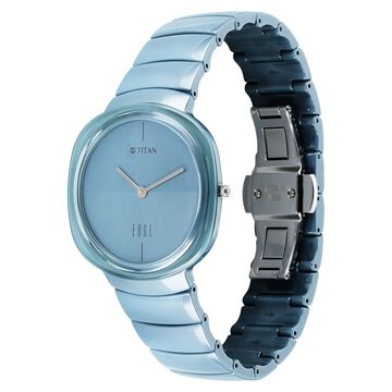 Titan Squircle Camo Quartz Analog Blue Dial Ceramic Strap Watch For Unisex