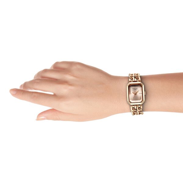 Titan Raga Showstopper Quartz Analog Rose Gold Dial Rose Gold Metal Strap Rectangular Shaped Watch For Women - image number 5