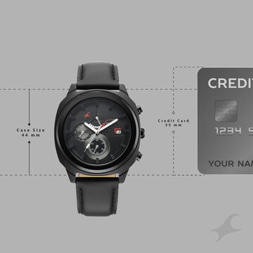 Fastrack Kronos Guys Chronograph Watch With Date Black Dial & Black Leather Strap