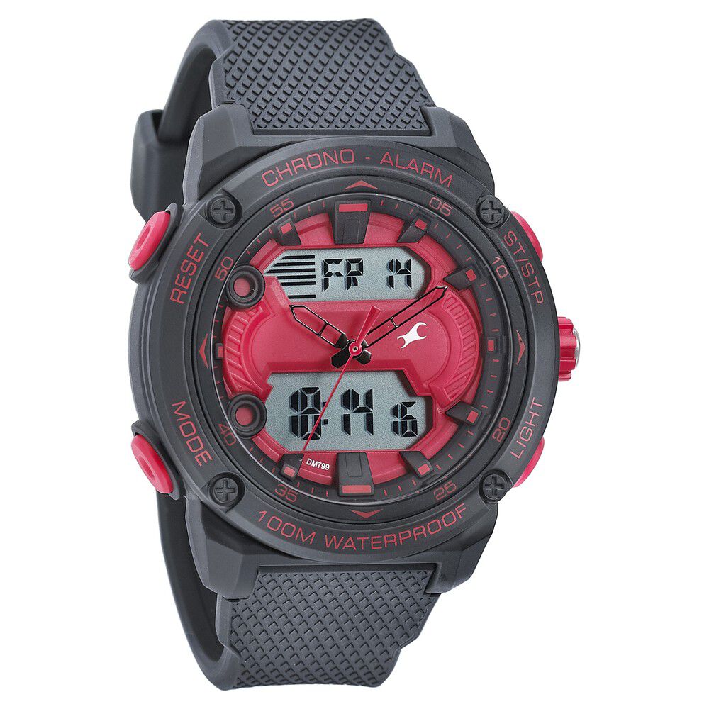 Buy Online Fastrack Streetwear Red Dial with Black Colour Strap