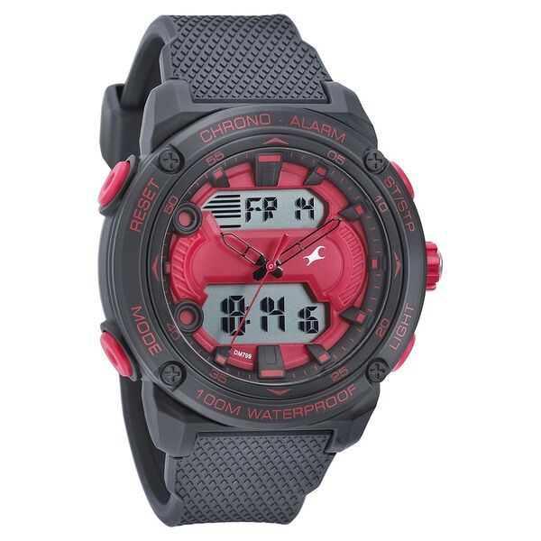 Fastrack Streetwear Red Dial with Black Colour Strap Watch for Guys - image number 0