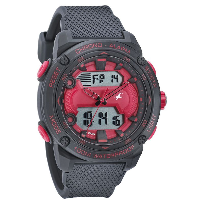 Fastrack Streetwear Red Dial with Black Colour Strap Watch for Guys