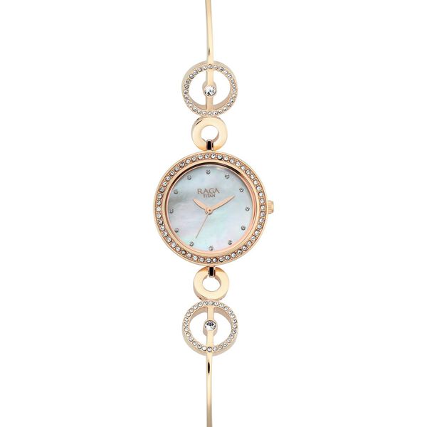 Titan Raga Mother of Pearl Dial Women Watch With Metal Strap - image number 3
