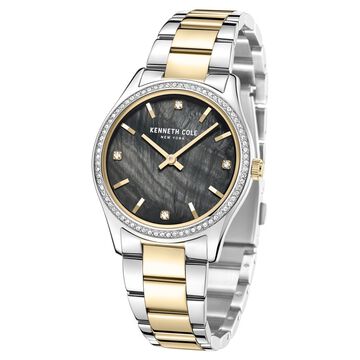 Kenneth Cole Quartz Analog Black Round Dial Silver Stainless Steel Strap Watch For Women