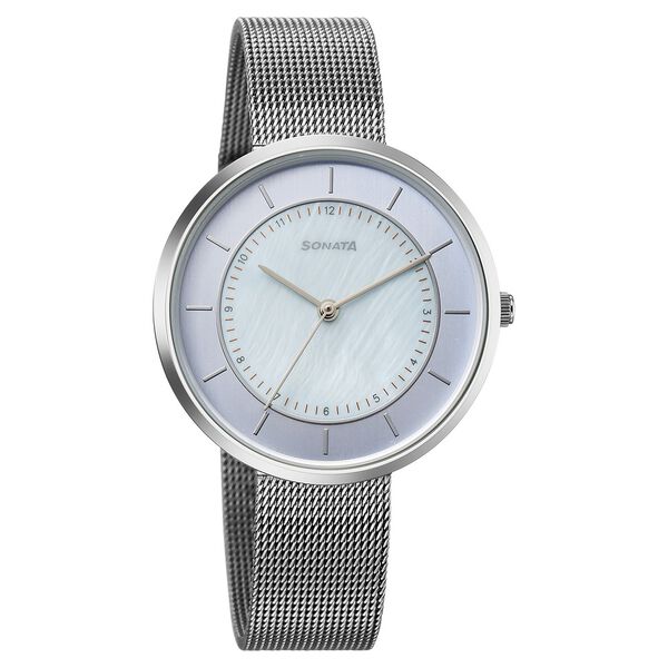 Sonata Modern Edit Quartz Analog Blue Dial Stainless Steel Strap Watch For Women - image number 0