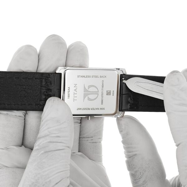 24 mm Black Genuine Leather Straps for Men - image number 5