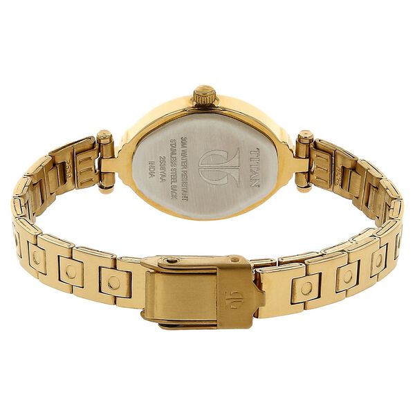 Titan Quartz Analog Champagne Dial Stainless Steel Strap Watch for Women - image number 3