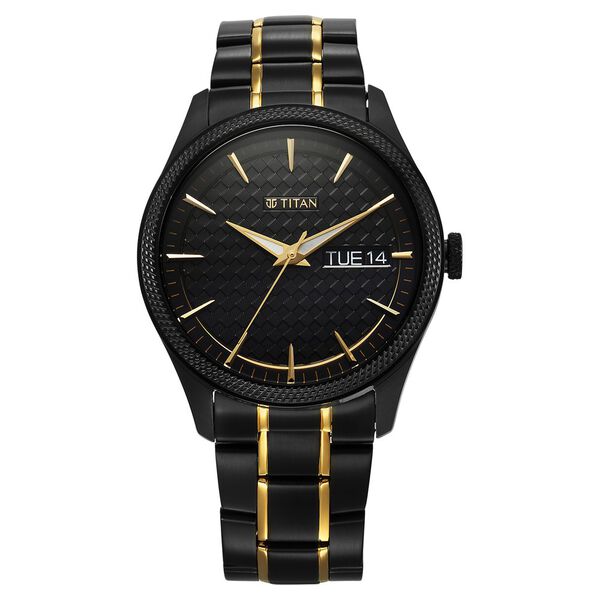 Titan Regalia Opulent Quartz Analog with Day and Date Black Dial Two Toned Stainless Steel Strap Watch for Men - image number 0