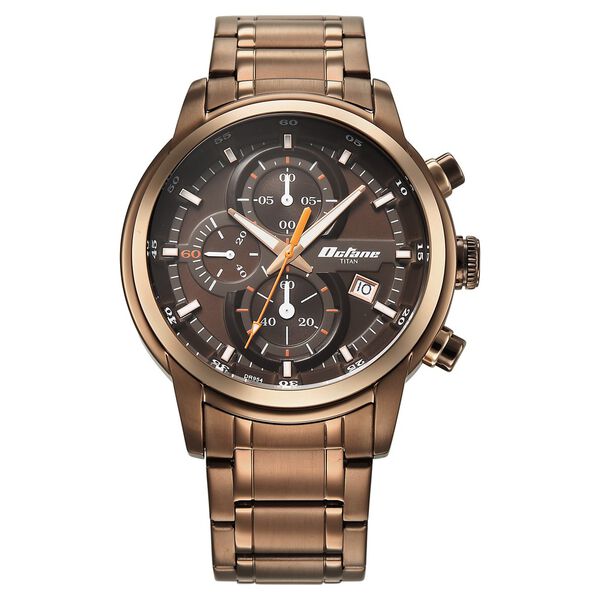 Titan Octane Primal Quartz Chronograph Brown Dial Brown Stainless Steel Strap Watch For Men - image number 1