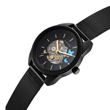 Sonata Unveil Quartz Multifunction Black Dial Stainless Steel Strap Watch for Women