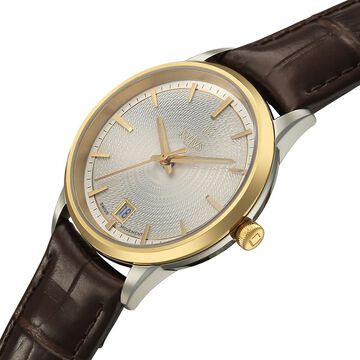 Xylys Swiss Quartz Silver Dial Two Toned Leather Strap Watch For Women