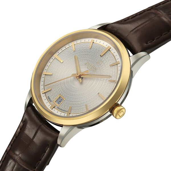 Xylys Swiss Quartz Silver Dial Two Toned Leather Strap Watch For Women - image number 3