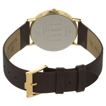 Titan Edge Quartz Analog White Dial Brown Leather Strap Watch For Men