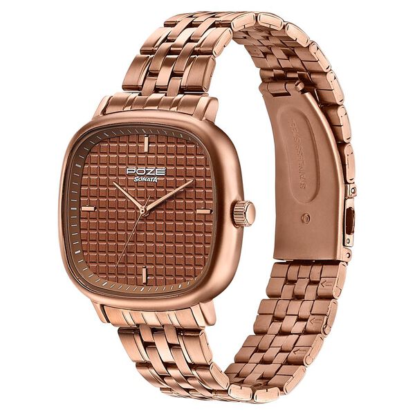 Sonata Poze Quartz Analog Brown Dial Brown Colour Stainless Steel Strap Watch For Men - image number 4