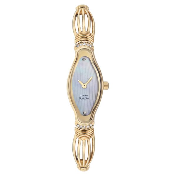 Titan Quartz Analog Mother of Pearl Dial Stainless Steel Strap Watch for Women - image number 0