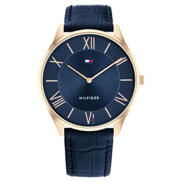Tommy Hilfiger Blue Dial Blue Leather Strap Watch for Men