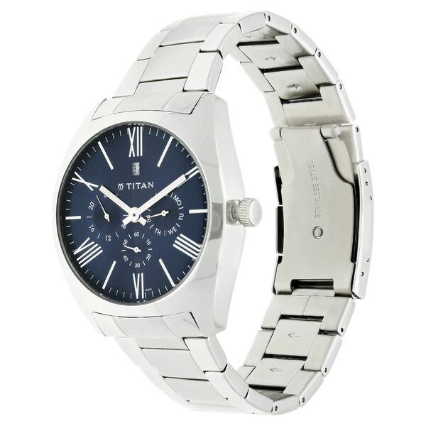 Titan Quartz Analog Blue Dial Metal Strap Watch for Men - image number 1