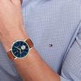 Tommy Hilfiger Quartz Multifunction Blue Dial Brown Leather Strap Watch For Men - image number 3
